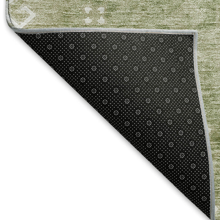 10' X 14' Medallion Washable Area Rug With UV Protection (667396) - Artichoke Green / Ivory