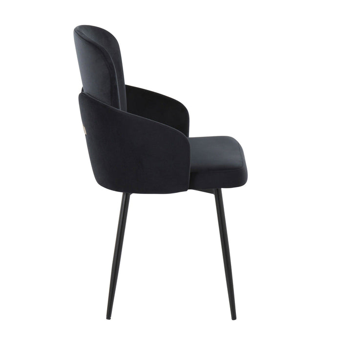 Dahlia - Dining Chair (Set of 2) - Black Metal And Black Velvet With Gold Accent