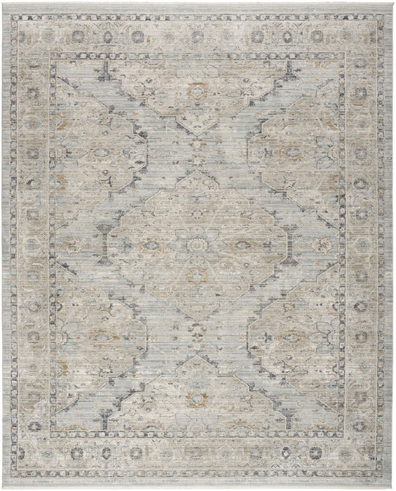 9' X 11' Floral Distressed Area Rug (554796) - Beige / Ivory