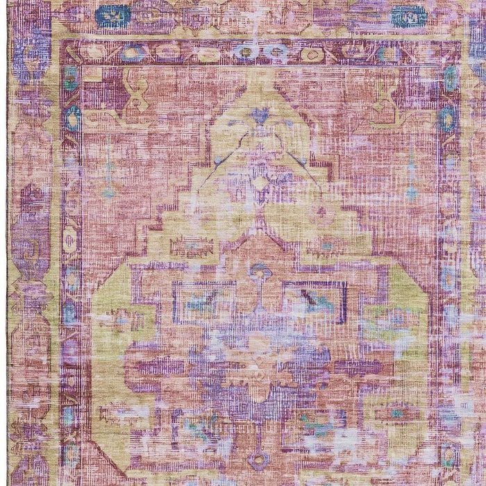 10' X 14' Oriental Washable Area Rug With UV Protection (699430) - Pink / Purple / Blue