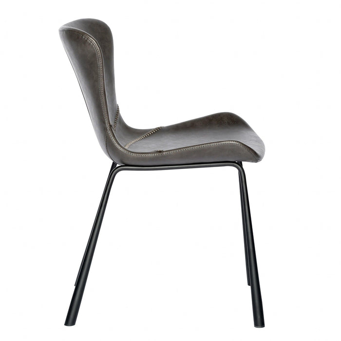 Upholstered Leather Dining Chairs (Set of 2) - Gray