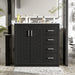 Giga bathroom vanity with sink, storage cabinet, three drawers, and soft-closing doors in a freestanding design.