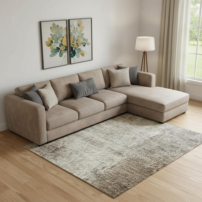 10' X 14' Abstract Washable Area Rug With UV Protection (709986) - Brown / Gray / Ivory