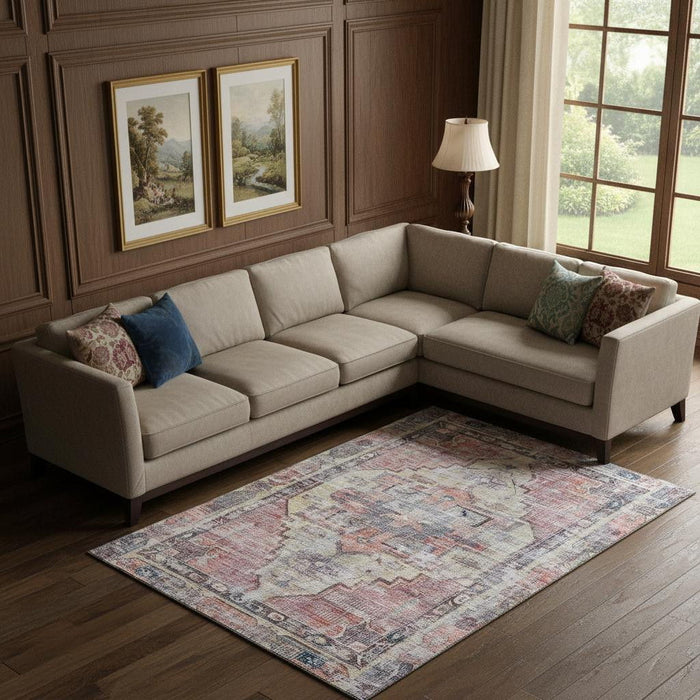 10' X 14' Oriental Washable Area Rug With UV Protection (699400) - Rust / Gray / Gold
