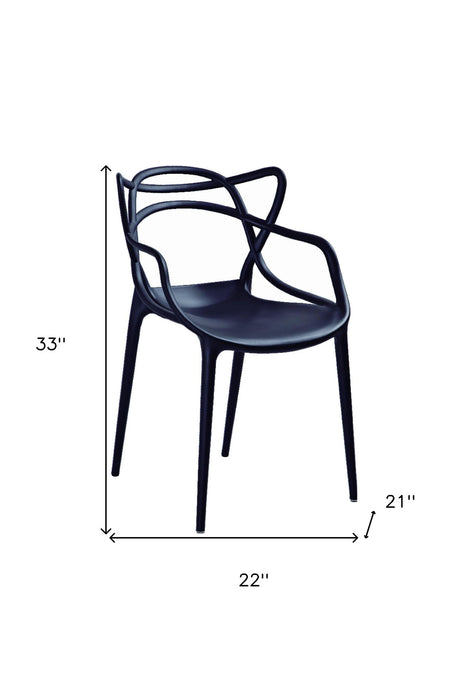 Heavy Duty Plastic Dining Arm Chairs (Set of 4) - Black