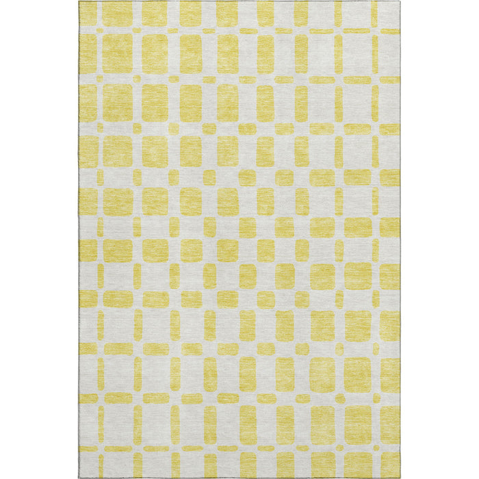 10' X 14' Geometric Washable Area Rug With UV Protection (669336) - Yellow / Beige