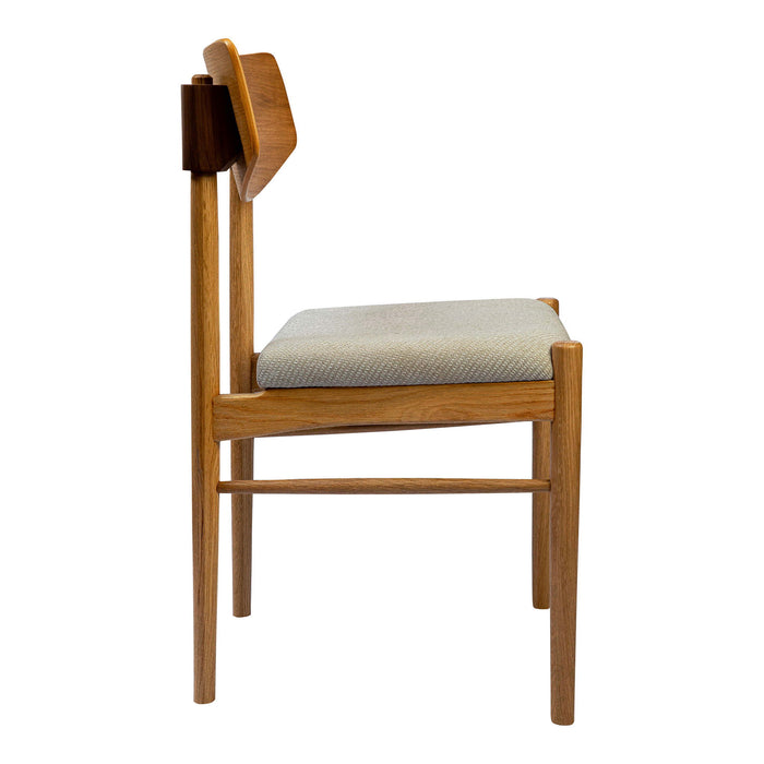 Upholstered Fabric Open Back Dining Side Chair - Natural / Off White