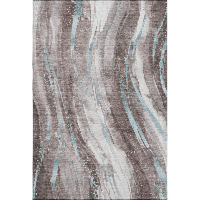 10' X 14' Abstract Washable Area Rug With UV Protection (696818) - Taupe / Blue / Ivory