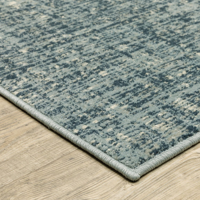 8' x 10' Abstract Power Loom Stain Resistant Area Rug - Dark Blue Light Blue Gray Ivory And Beige