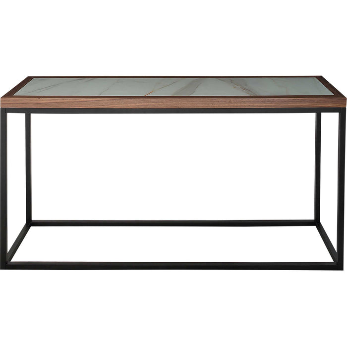 Genuine Marble Frame Console Table - Brown White And Black