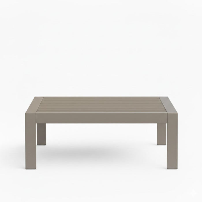 Giga all-weather outdoor coffee table with wood-look top, sturdy design, ideal for patio or garden seating areas.