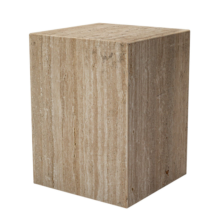20" Marble Square Block End Table - Beige