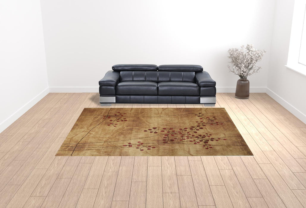 10' x 13' Floral Power Loom Area Rug - Brown