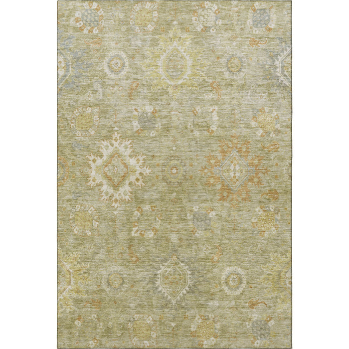 10' X 14' Oriental Washable Area Rug With UV Protection (708355) - Sage / Copper / Ivory