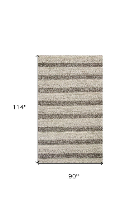 8' x 10' Hand Woven Knobby Stripes Indoor Area Rug - Gray White