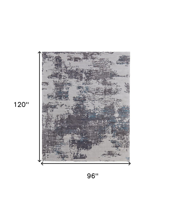 8' x 10' Abstract Hand Tufted Area Rug - Ivory Brown And Blue