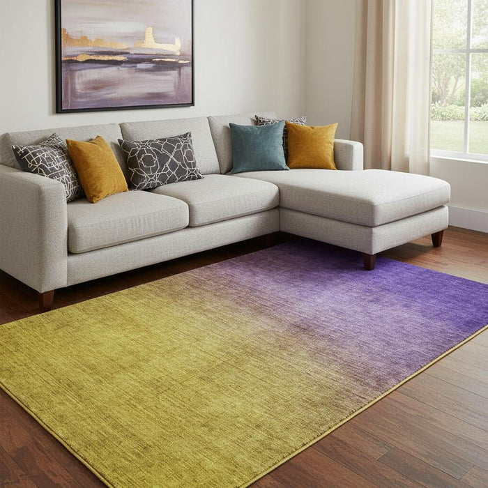 8' X 10' Ombre Washable Area Rug With UV Protection (650402) - Purple / Blue / Gold