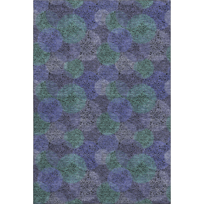 10' X 14' Abstract Washable Area Rug With UV Protection (677195) - Purple / Green