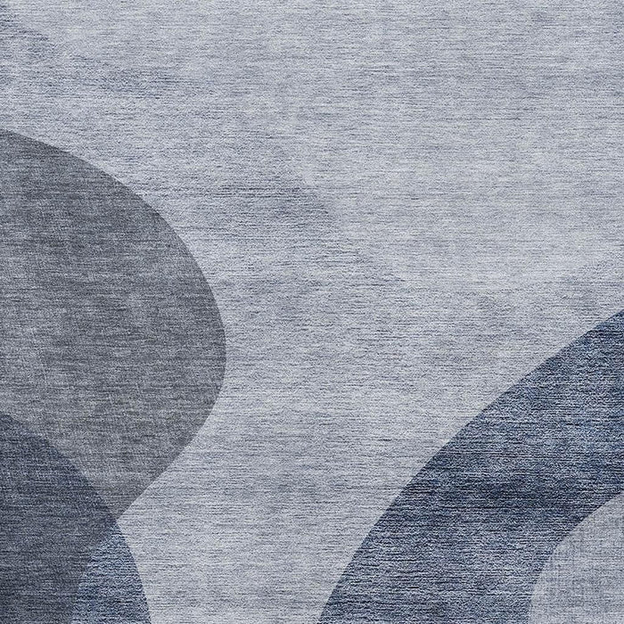 9' X 12' Geometric Washable Area Rug With UV Protection (654831) - Blue / Ivory