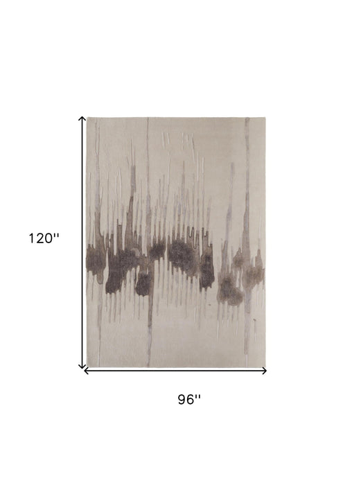 8' x 10' Abstract Hand Tufted Area Rug - Ivory Taupe And Brown