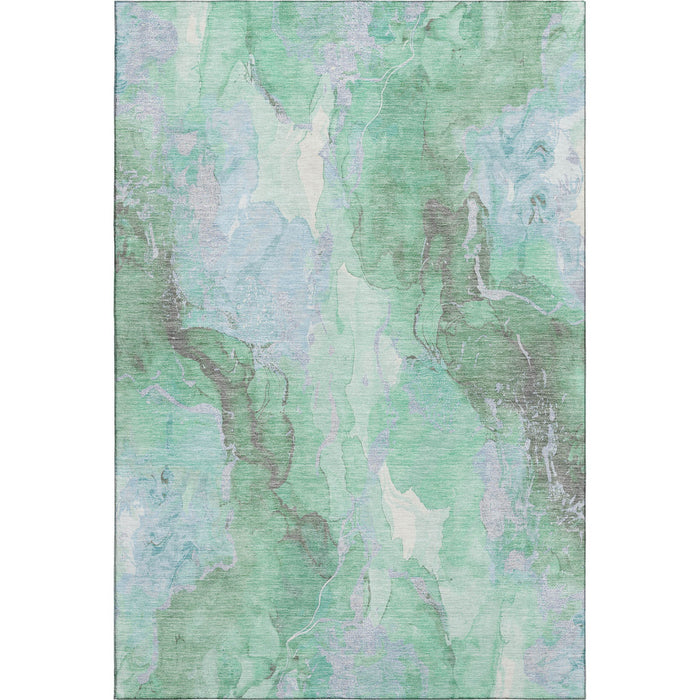 10' X 14' Abstract Washable Area Rug With UV Protection (701335) - Pale Aqua / Green / Ivory