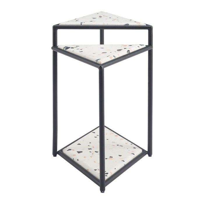 Pedestal End Table - Black / White