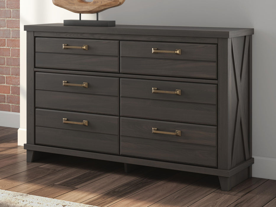 Signature Design by Ashley Vonitta Bay six-drawer dresser in a weathered wood finish
