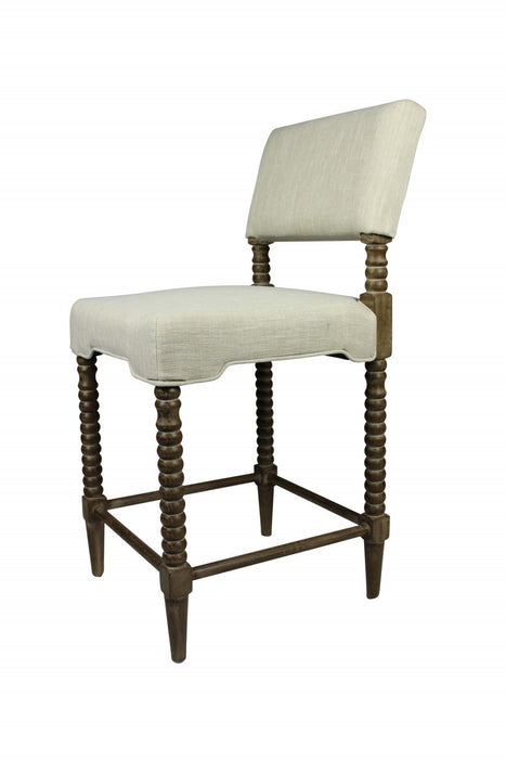 Solid And Manufactured Wood Counter Height Bar Chair - Off White And Brown