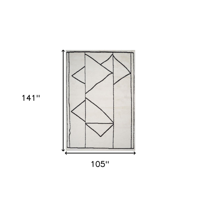 9' X 12' Geometric Area Rug - Ivory And Black