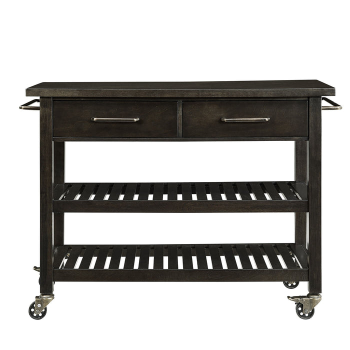 51" Rolling Kitchen Island With Storage - Brown