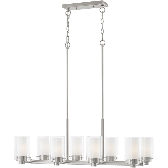 12" Eight Light Dimmable Chandelier With Shades - Nickel