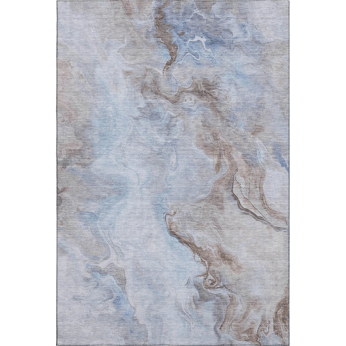 10' X 14' Abstract Washable Area Rug With UV Protection (697025) - Blue / Taupe / Beige