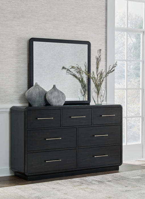 Ashley Rowanbeck 7 Drawer Dresser and Mirror, Black