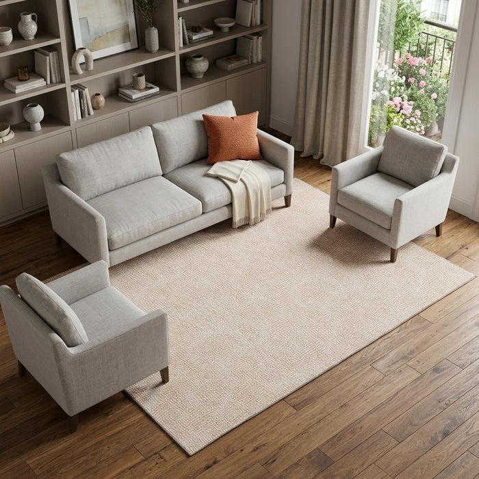 10' X 14' Geometric Washable Area Rug With UV Protection (682919) - Peach / Ivory