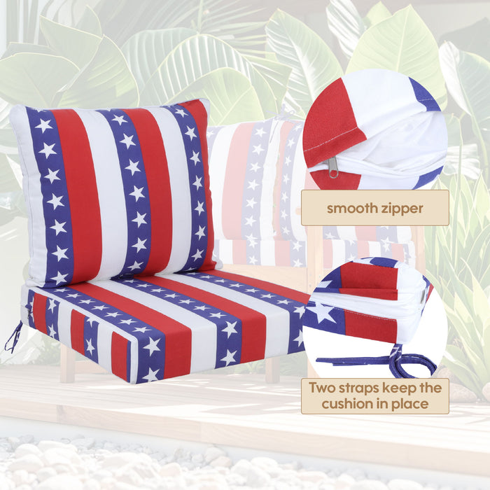 Giga red outdoor deep seat cushion set with removable covers, straps, and handles, weatherproof and fade-resistant for patio furniture.