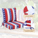Giga red outdoor deep seat cushion set with removable covers, straps, and handles, weatherproof and fade-resistant for patio furniture.