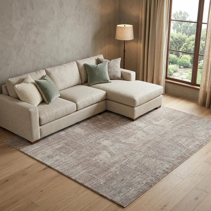 9' X 12' Abstract Hand Woven Area Rug (744374) - Tan / Pink / Gray