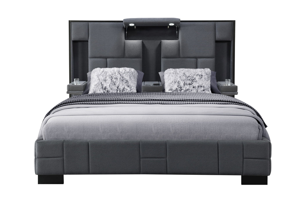 Oscar - King Bed Without Wood Trim - Dark Gray