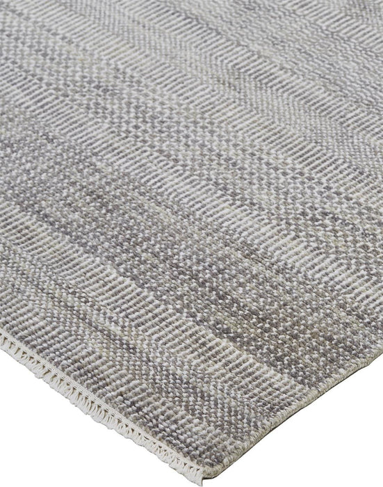8.5' x 11.5' Wool Striped Hand Knotted Area Rug - Silver