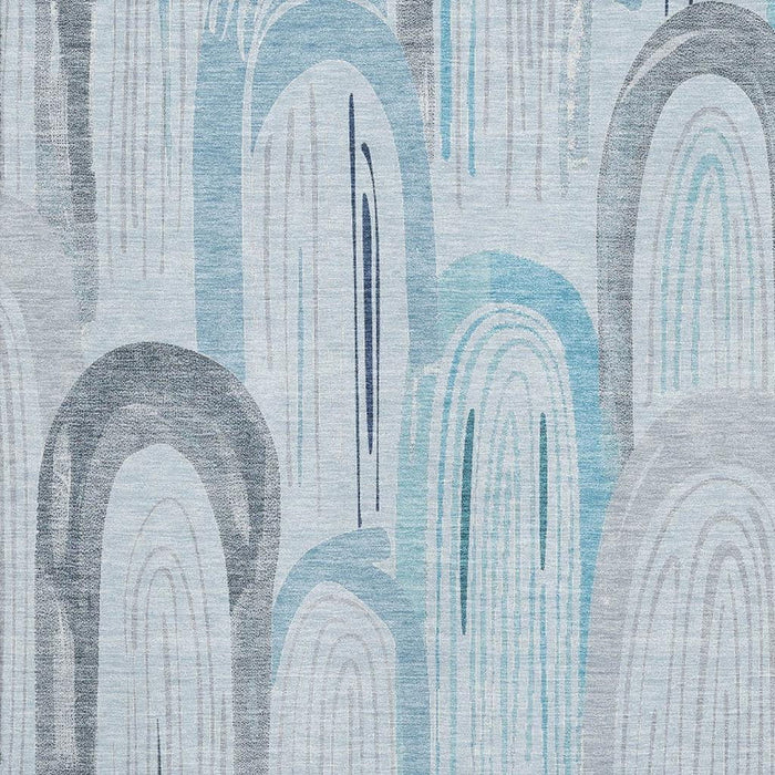 10' X 14' Geometric Washable Area Rug With UV Protection (694628) - Sky Blue / Gray / Silver