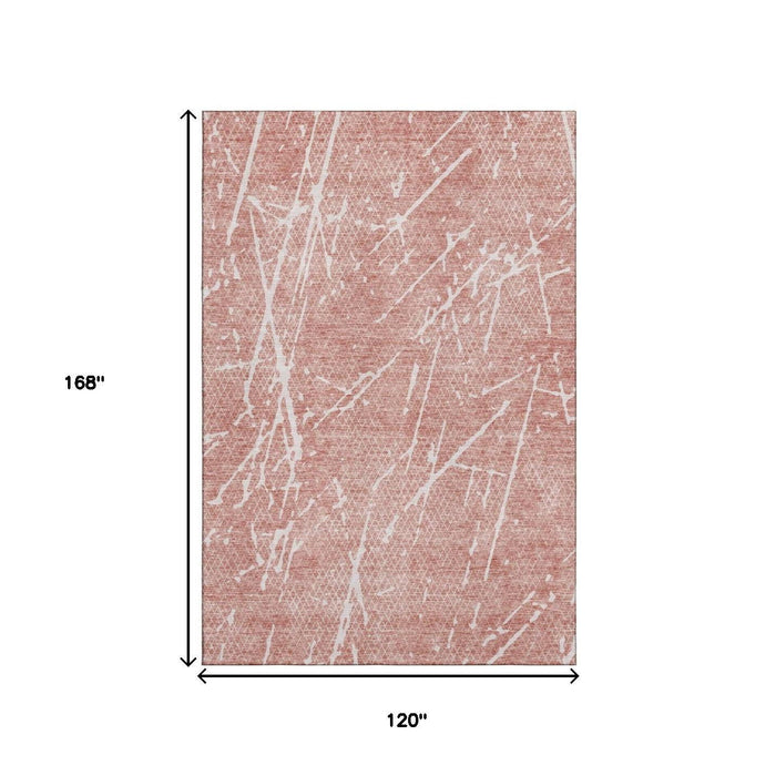 10' X 14' Abstract Washable Area Rug With UV Protection (652821) - Blush / Ivory