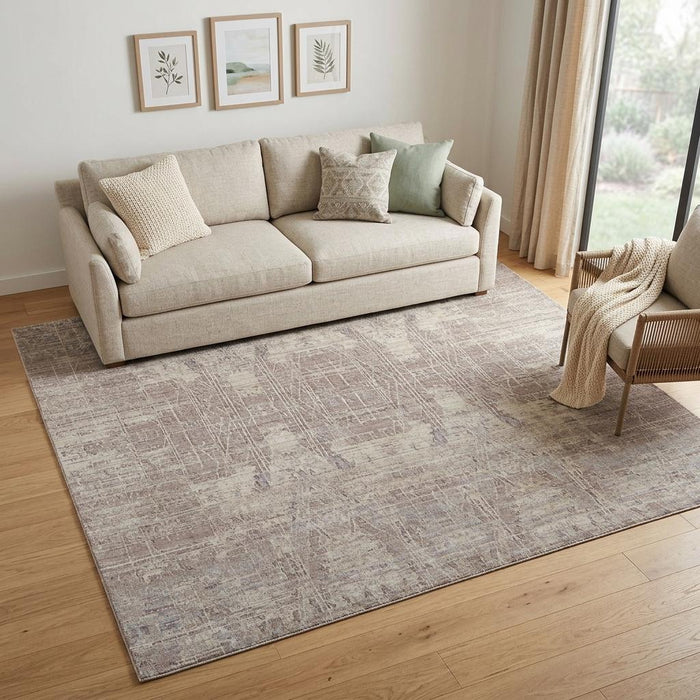 5' X 8' Abstract Hand Woven Area Rug (744128) - Tan / Pink / Gray