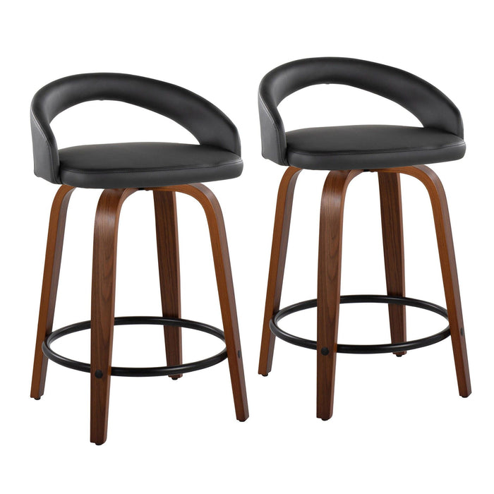 Grotto - 31" Upholstered Fixed-Height Counter Stool (Set of 2) - Walnut Wood Base