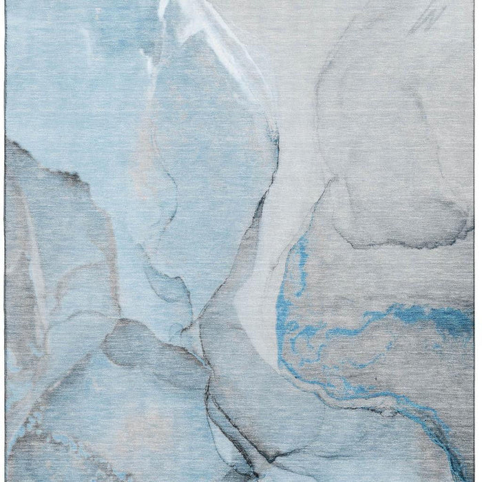 8' X 10' Abstract Washable Area Rug With UV Protection (646820) - Blue / Gray / Ivory