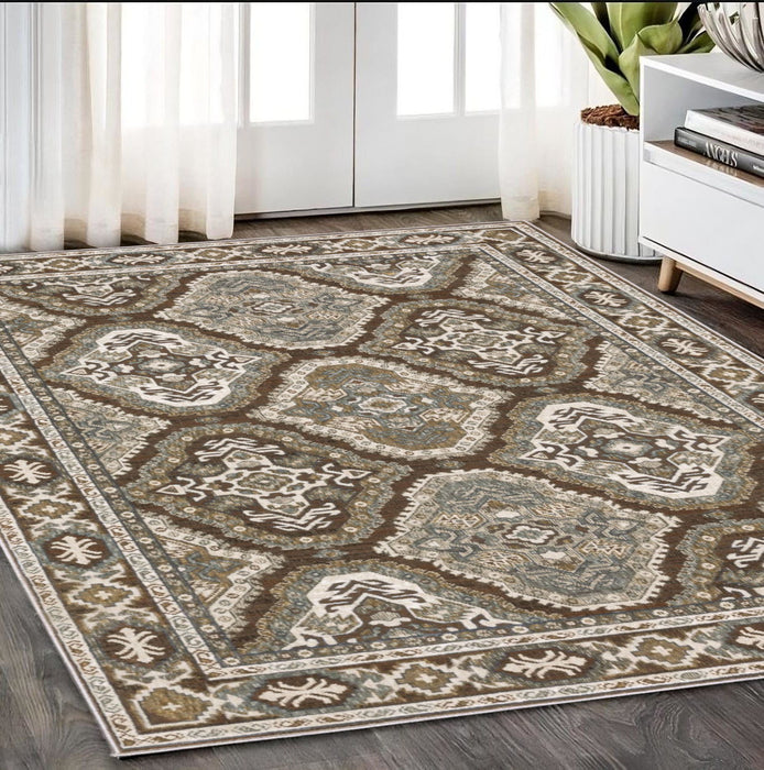 5' X 8' Medallion Area Rug - Blue And Gray