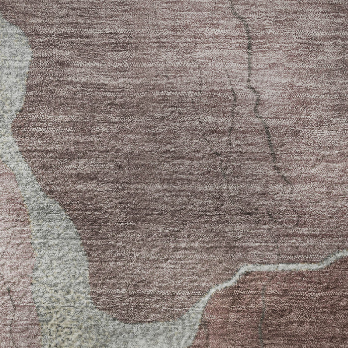 10' X 14' Abstract Washable Area Rug With UV Protection (707023) - Mauve / Gray