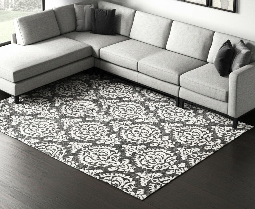 8' X 10' Floral Hand Tufted Area Rug - Gray