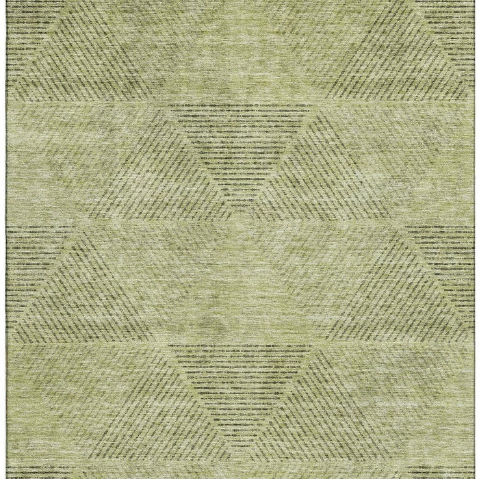 10' X 14' Transitional Geometric Washable Area Rug With UV Protection - Artichoke Green