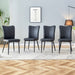 Set of four black Giga modern chairs with vertical backrests, ideal for kitchen and living room seating.