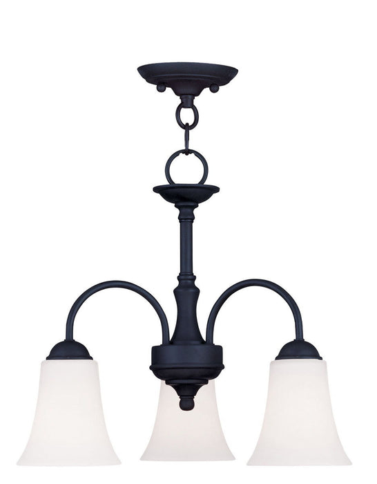 15" Three Light Metal Dimmable Chandelier With Shades - Black